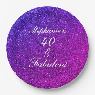 Assiettes En Carton 40 Et Fabulous Anniversaire Pink Purple Parties sc
