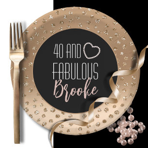 Assiettes En Carton 40 et Fabulous Girly stylish Gold Black Blush