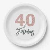 Assiettes En Carton 40 et Fabulous Parties scintillant rose fête d'ann (Devant)