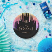 Assiettes En Carton 40 fabuleux anniversaire noir rose or parties scin (Fête)