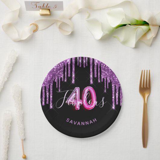 Assiettes En Carton 40 Fabuleux anniversaire noir violet parties scint (Mariage)