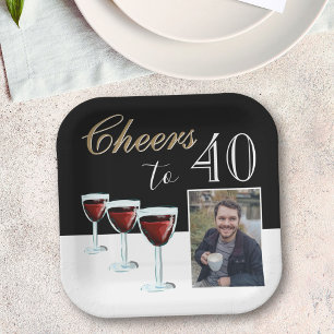 Assiettes En Carton 40 Red Wine Glass Photo 40th Birthday
