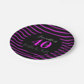 Assiettes En Carton 40e anniversaire 40 fabuleux Neon rose Stripe (Angle)