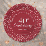 Assiettes En Carton 40e Anniversaire Amour Coeurs Confetti<br><div class="desc">Doté de délicats coeurs d'amour rubis confetti. Personnalisez avec votre spécial quarante ans d'anniversaire de rubis informations en lettres chic. Conçu par Thisisnotme©</div>