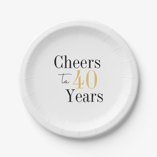 Assiettes En Carton 40e anniversaire applaudit 40 ans minimum d'or noi (Devant)