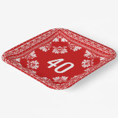 Assiettes En Carton 40e anniversaire Bandana rouge (Angulaire)