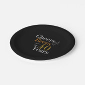 Assiettes En Carton 40e anniversaire Black Gold Cheers and Beers Party (Angle)