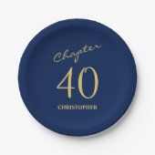 Assiettes En Carton 40e anniversaire Blue Gold Chapitre 40 (Devant)