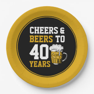 Assiettes En Carton 40e anniversaire Cheers & Bières à 40 ans
