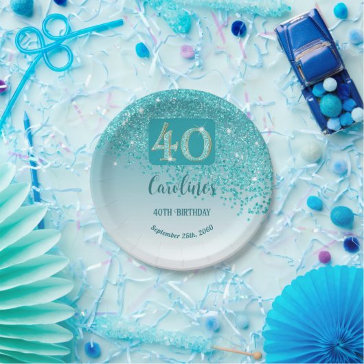 Assiettes En Carton 40e anniversaire Chic Falling Parties scintillant  (Fête)