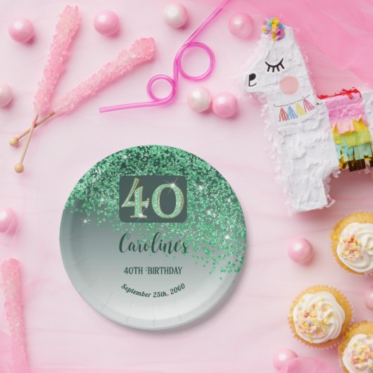 Assiettes En Carton 40e anniversaire Chic Falling Parties scintillant  (Fête)