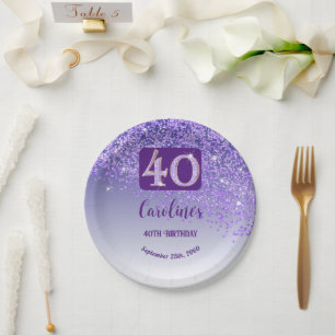 Assiettes En Carton 40e anniversaire Chic Falling Purple Parties scint