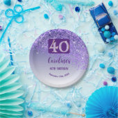 Assiettes En Carton 40e anniversaire Chic Falling Purple Parties scint (Fête)