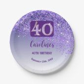 Assiettes En Carton 40e anniversaire Chic Falling Purple Parties scint (Devant)