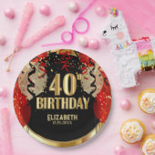Assiettes En Carton 40e anniversaire - 🎈 de ballons rouges (Fête)