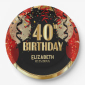 Assiettes En Carton 40e anniversaire - 🎈 de ballons rouges (Devant)