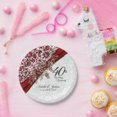 Assiettes En Carton 40e anniversaire de la Mariage rouge et blanche Ru (Fête)