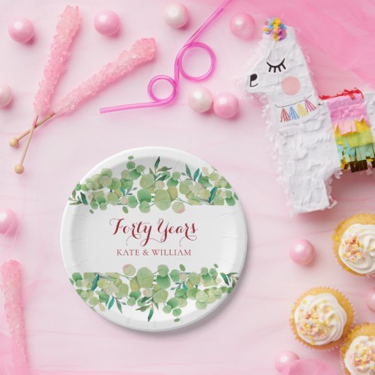 Assiettes En Carton 40e anniversaire de l'Mariage de Ruby (Fête)