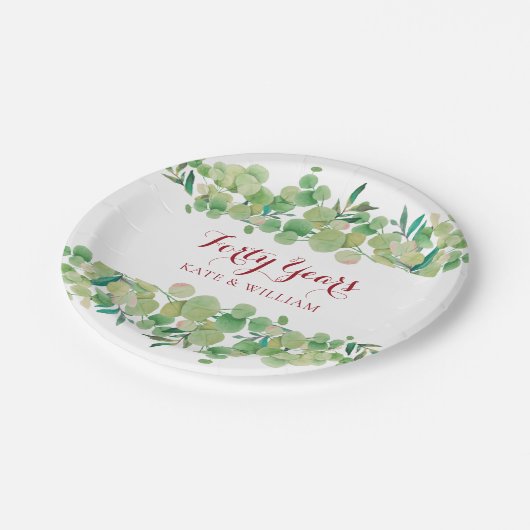 Assiettes En Carton 40e anniversaire de l'Mariage de Ruby (Angle)