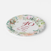 Assiettes En Carton 40e anniversaire de Mariage de Ruby Chic Roses Flo (Angle)
