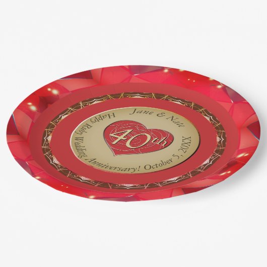 Assiettes En Carton 40e anniversaire de Ruby (Angle)