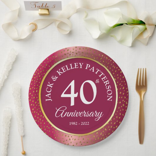 Assiettes En Carton 40e Anniversaire de Ruby Plaque en papier (Mariage)