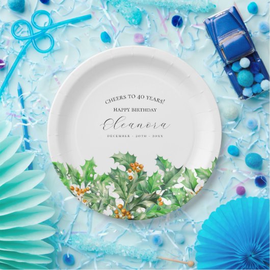 Assiettes En Carton 40e anniversaire Décembre Fleur de naissance Holly (Fête)