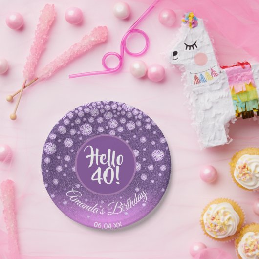 Assiettes En Carton 40e anniversaire diamants parties scintillant rose (Fête)