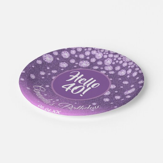 Assiettes En Carton 40e anniversaire diamants parties scintillant rose (Angle)