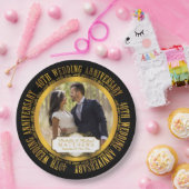 Assiettes En Carton 40e anniversaire du Mariage photo noir | Tonton or (Fête)