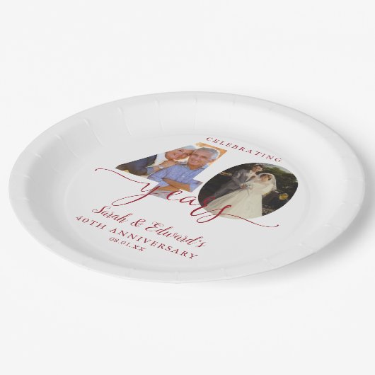 Assiettes En Carton 40e anniversaire du Mariage Ruby 2 Photo (Angle)