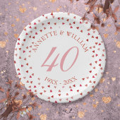 Assiettes En Carton 40e anniversaire du Mariage Ruby Hearts Confetti