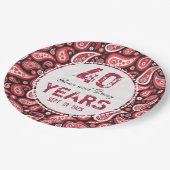 Assiettes En Carton 40e anniversaire du Mariage Ruby Motif Paisley (Angle)