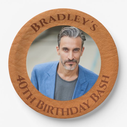 Assiettes En Carton 40e anniversaire en cuir Brown (Devant)