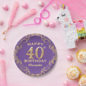 Assiettes En Carton 40e anniversaire fête violet et Parties scintillan (Fête)