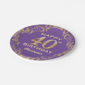 Assiettes En Carton 40e anniversaire fête violet et Parties scintillan (Angle)