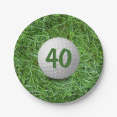 Assiettes En Carton 40e anniversaire Golf Ball on Grass Papier Plaque (Devant)