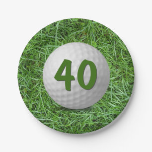 Assiettes En Carton 40e anniversaire Golf Ball on Grass Papier Plaque