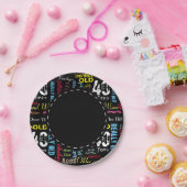 Assiettes En Carton 40e anniversaire heureux dans un style de graffiti (Fête)