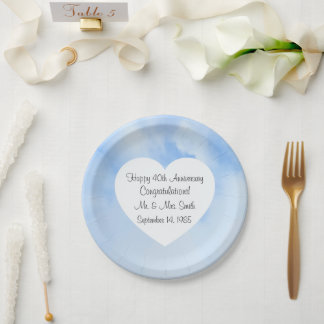 Assiettes En Carton 40e anniversaire Lumière Ciel bleu coeur
