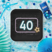 Assiettes En Carton 40e anniversaire Neon Connexion en brique (Fête)