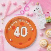 Assiettes En Carton 40e anniversaire Orange Pickleball (Fête)