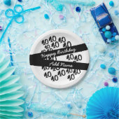 Assiettes En Carton 40e anniversaire Personnalisé Noir Noir Noir Noir (Fête)