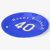 Assiettes En Carton 40e anniversaire Pickleball bleu (Angle)