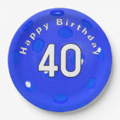 Assiettes En Carton 40e anniversaire Pickleball bleu (Devant)