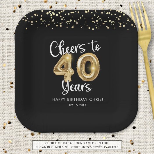Assiettes En Carton 40e anniversaire Soeurs à 40 ans Black Gold