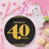 Assiettes En Carton 40e anniversaire Soeurs à 40 ans Quinta Or Noir (Fête)