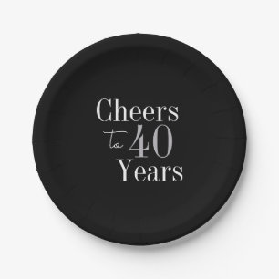 Assiettes En Carton 40e anniversaire Soirée de 40 ans Black Silver Par