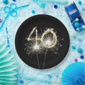 Assiettes En Carton 40e anniversaire Sparklers de fête sur noir (Fête)