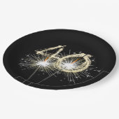 Assiettes En Carton 40e anniversaire Sparklers de fête sur noir (Angle)